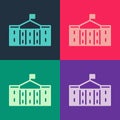 Pop art United States Capitol Congress icon isolated on color background. Washington DC, USA. Vector