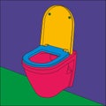 Pop art wall hung toilet bowl image.