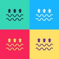 Pop art Waves of water and evaporation icon isolated on color background. Vector Royalty Free Stock Photo
