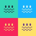 Pop art Waves of water and evaporation icon isolated on color background. Vector Royalty Free Stock Photo