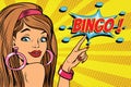 Pop art woman bingo Royalty Free Stock Photo
