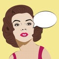 Pop Art Woman with Comic Speech Bubble. Royalty Free Stock Photo
