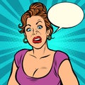 Pop art. Woman with a funny surprised face Royalty Free Stock Photo