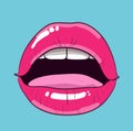 Pop art woman lips. mouth. Royalty Free Stock Photo