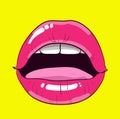 Pop art woman lips. mouth. Royalty Free Stock Photo