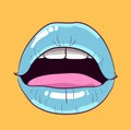 Pop art woman lips. mouth. Fashion design, comic style. Royalty Free Stock Photo