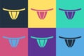 Pop art Woman panties icon isolated on color background. Girls underpants. Lady lingerie. Vector