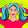 Pop Art Woman with pigtails