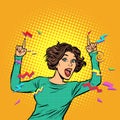 Pop art woman pointing finger Royalty Free Stock Photo