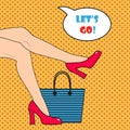 Pop art woman's legs. Vector illustration Royalty Free Stock Photo