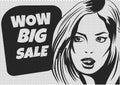 Pop Art Woman SALE poster. Bklack and white