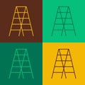 Pop art Wooden staircase icon isolated on color background. Vector