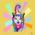 Pop art or wpap of cat full collor