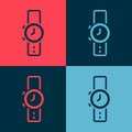 Pop art Wrist watch icon isolated on color background. Wristwatch icon. Vector