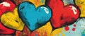 Pop Artstyle Comic Book Hearts In Bold Primary Colors