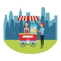 Pop corn cart cartoon Royalty Free Stock Photo