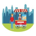 Pop corn cart cartoon Royalty Free Stock Photo