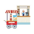 Pop corn cart cartoon Royalty Free Stock Photo