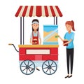 Pop corn cart cartoon Royalty Free Stock Photo