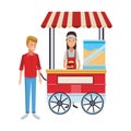 Pop corn cart cartoon Royalty Free Stock Photo