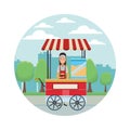 Pop corn cart cartoon Royalty Free Stock Photo