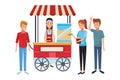 Pop corn cart cartoon Royalty Free Stock Photo