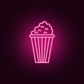 pop corn icon. Elements of Cinema in neon style icons. Simple icon for websites, web design, mobile app, info graphics