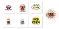 pop corn logo icon vector, explode, cinema snacks, concept illustration