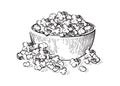 Pop corn sketch style vector illustration. Old hand drawn engraving imitation