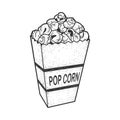 Pop corn sketch vector illustration