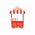 Pop corn stand cart. Street food cart. Vector Illustration Royalty Free Stock Photo