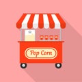 Pop corn street shop icon, flat style Royalty Free Stock Photo