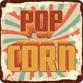 Pop corn vintage grunge retro sign