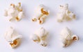 6 pop corns assorted isolated on white background Royalty Free Stock Photo