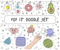 Anti-stress game for kids. Hand drawn doodle set