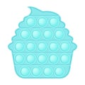 Pop it a fashionable silicon toy blue cake for fidgets. Addictive cupcake toy in pastel colors. Bubble sensory