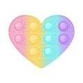 Pop it a fashionable silicon toy for fidgets. Addictive anti-stress heart toy in pastel colors. Bubble sensory