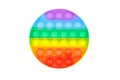 Pop it fidget toy isolated on white background, top view. Rainbow round anti stress fidget Royalty Free Stock Photo