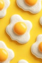 Pop Fried Egg Pattern Background.Bright Yellow Illustration with Fried Eggs.AI-generated Royalty Free Stock Photo