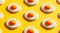 Pop Fried Egg Pattern Background.Bright Yellow Illustration with Fried Eggs.AI-generated Royalty Free Stock Photo