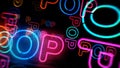 Pop disco music neon light 3d illustration