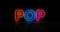 Pop disco music neon light 3d illustration