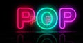 Pop disco music neon light 3d illustration