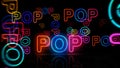 Pop disco music neon light 3d illustration