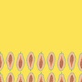 Pop papaya repeat seamless horizontal border. Yellow background.