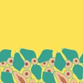 Pop papaya repeat seamless horizontal border. Yellow background.