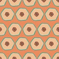 Pop papaya repeat seamless pattern. Coral orange background.