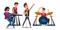 Pop rock band flat vector illustration Royalty Free Stock Photo