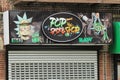 Pop Smoke Shop exterior in the Pelham Bay section of the Bronx. Urban legal marijuana dispensary with graffiti style sign