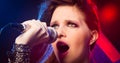 Pop star singing on stage Royalty Free Stock Photo